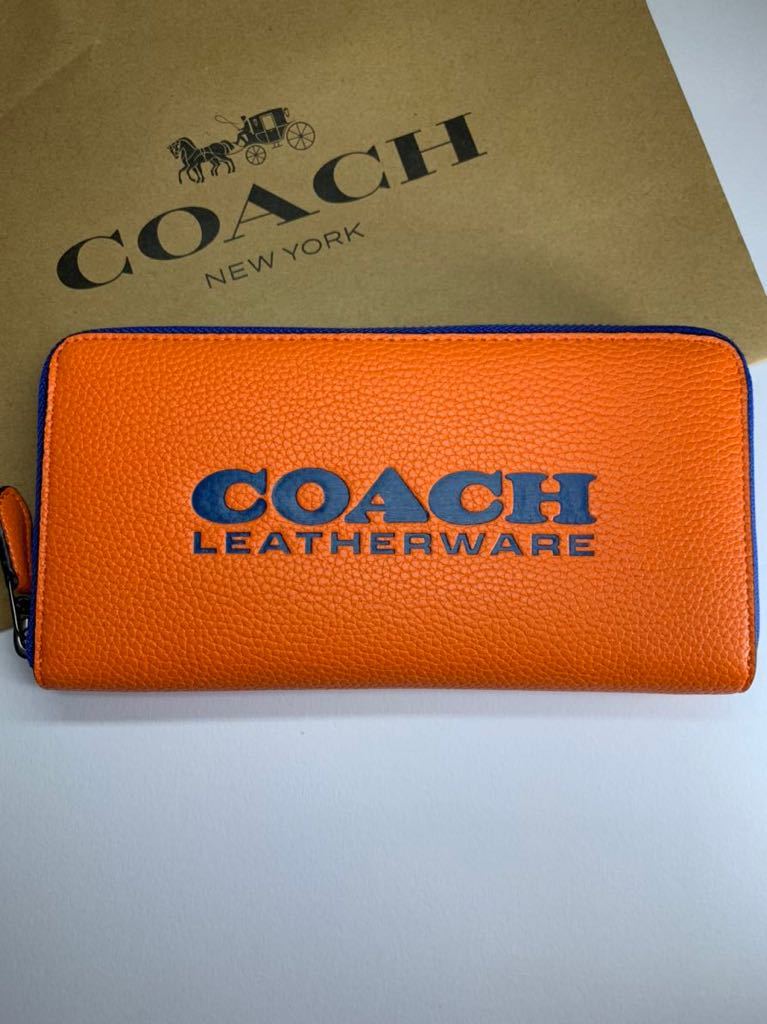 【まとめ買い】 新作！COACHアコーディオンウォレットオレンジ 男性用財布