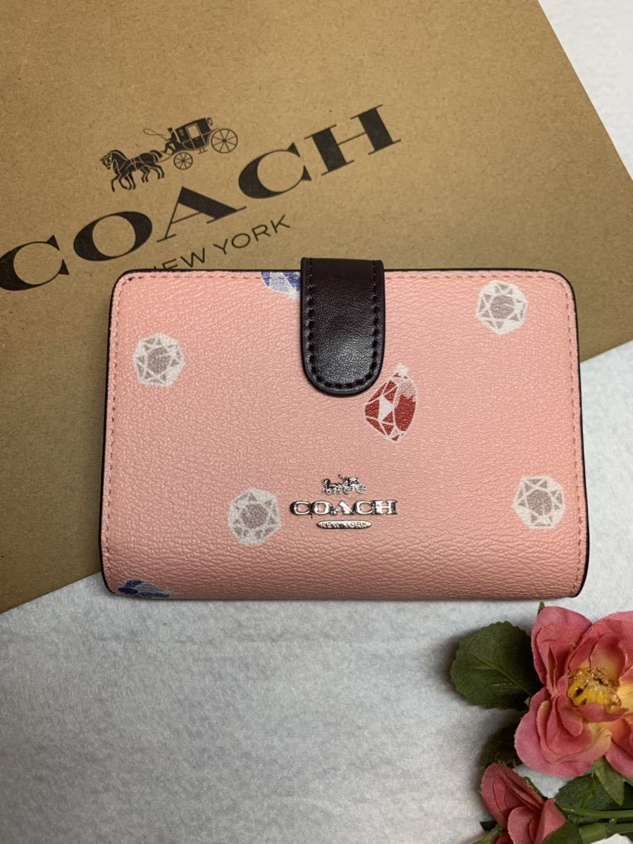 【オープニング 大放出セール】 新品COACHダイヤ柄二つ折り財布 女性用財布 【オープニング 大放出セール】 新品COACHダイヤ柄二つ折り財布 女性用財布