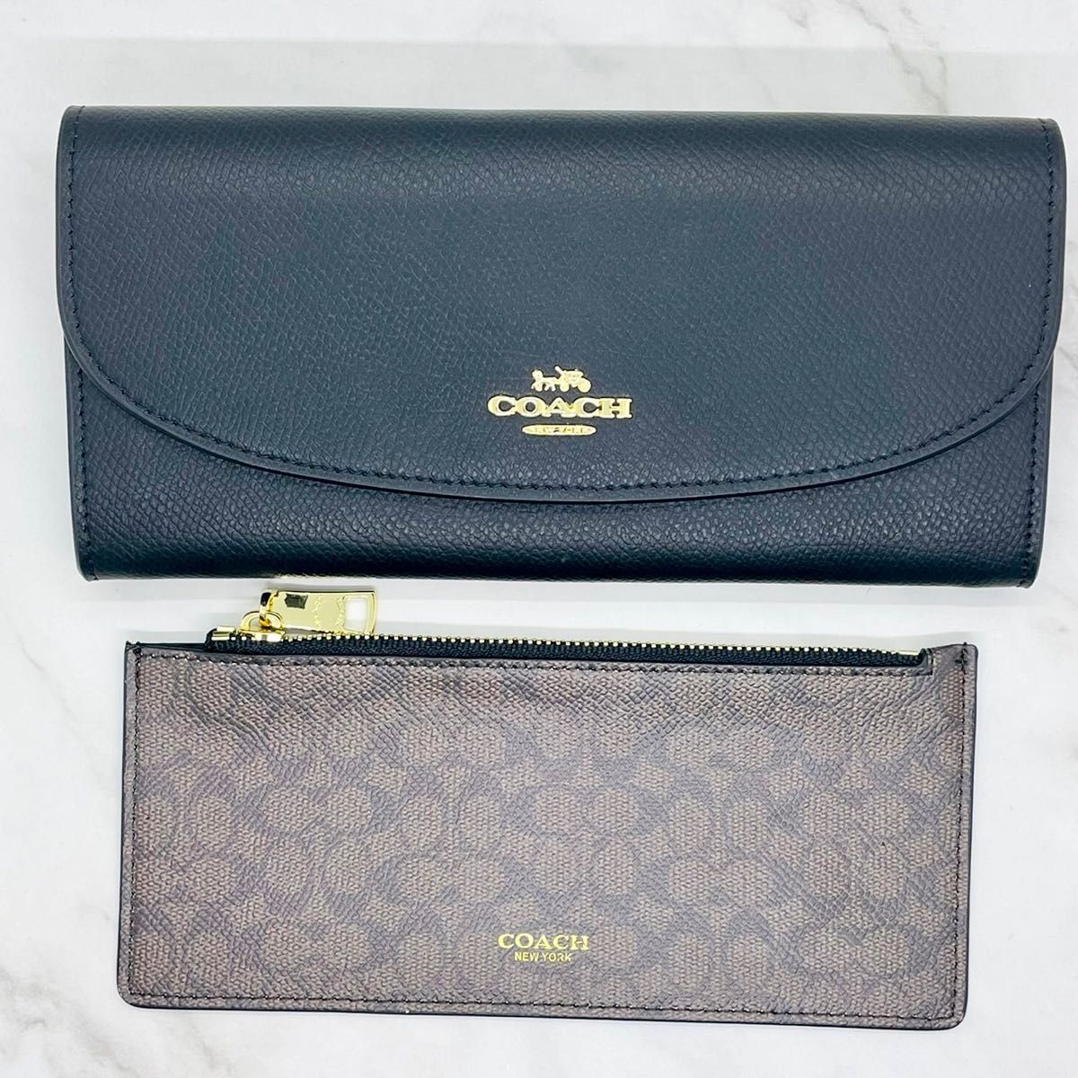 ✨COACH コーチ 長財布 クロスグレイン レザー ポップ エンベロープ