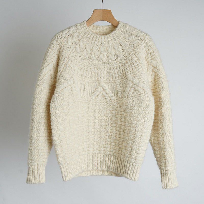 最新の激安 今季 BATONER アラン柄ニット バトナー KNIT NECK CREW