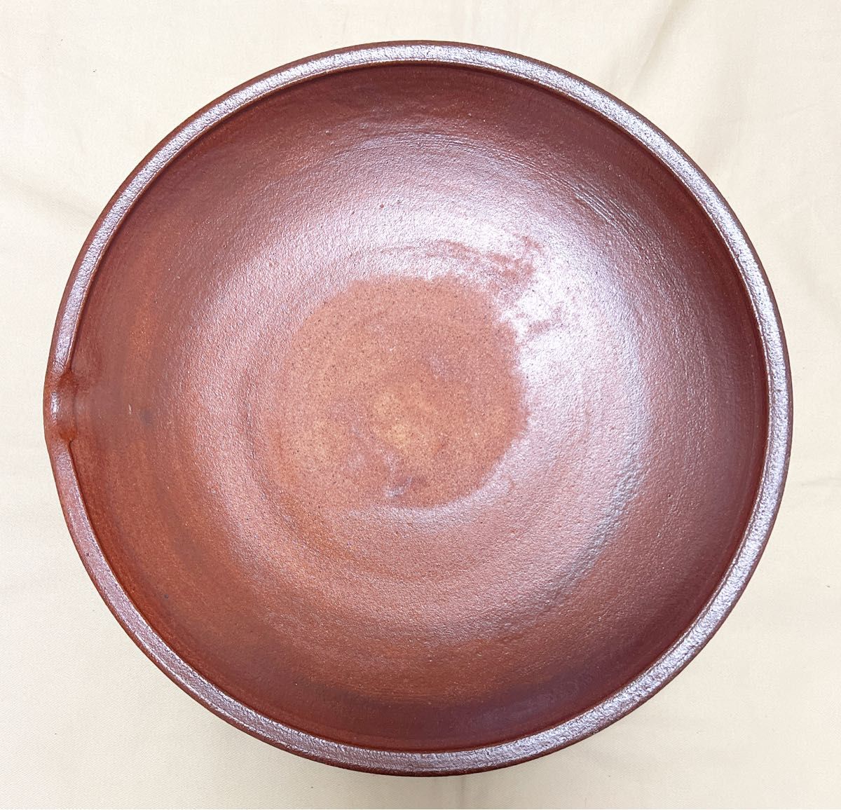 新品　陶芸　京焼　赤釉　大皿　盛皿　径31センチ