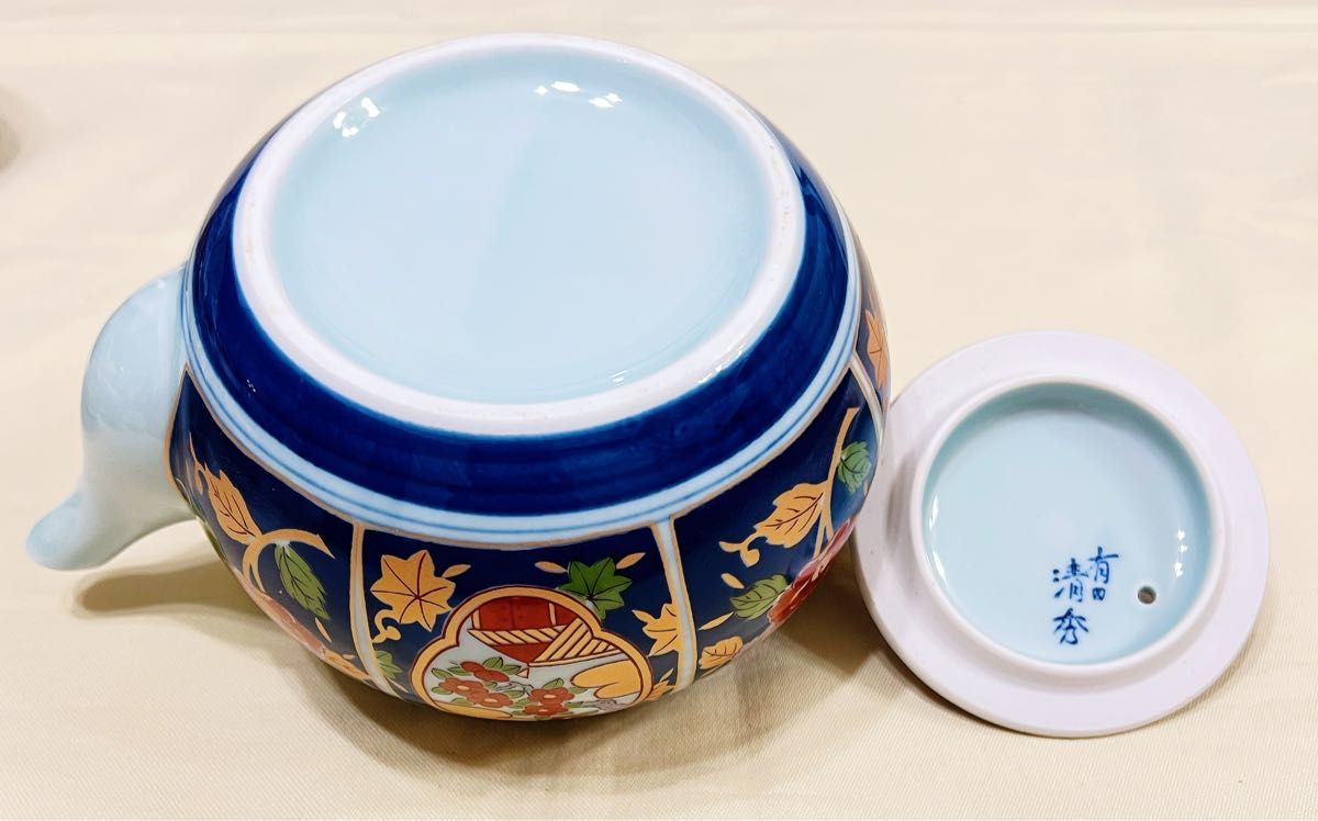 有田焼 清秀作 金襴手古伊万里 錦間取 花柄急須&蓋付き湯呑 有田焼 清秀作 金襴手古伊万里 錦間取 花柄急須&蓋付き湯呑