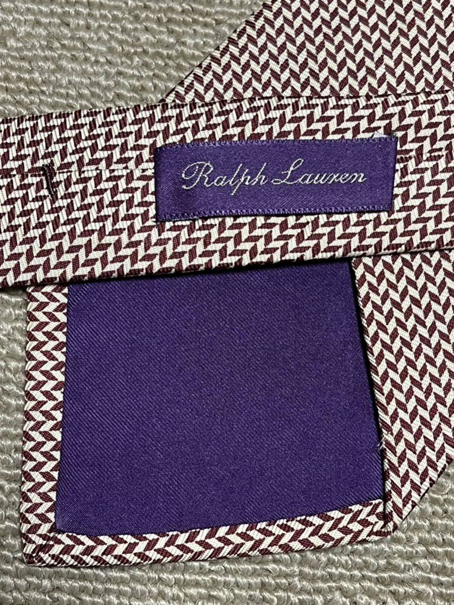 レア 初期アメリカ製 美品 ″Ralph Lauren Purple Label″ ラルフローレンパープルレーベル ヘリンボーン ブランドネクタイ 212468_画像3