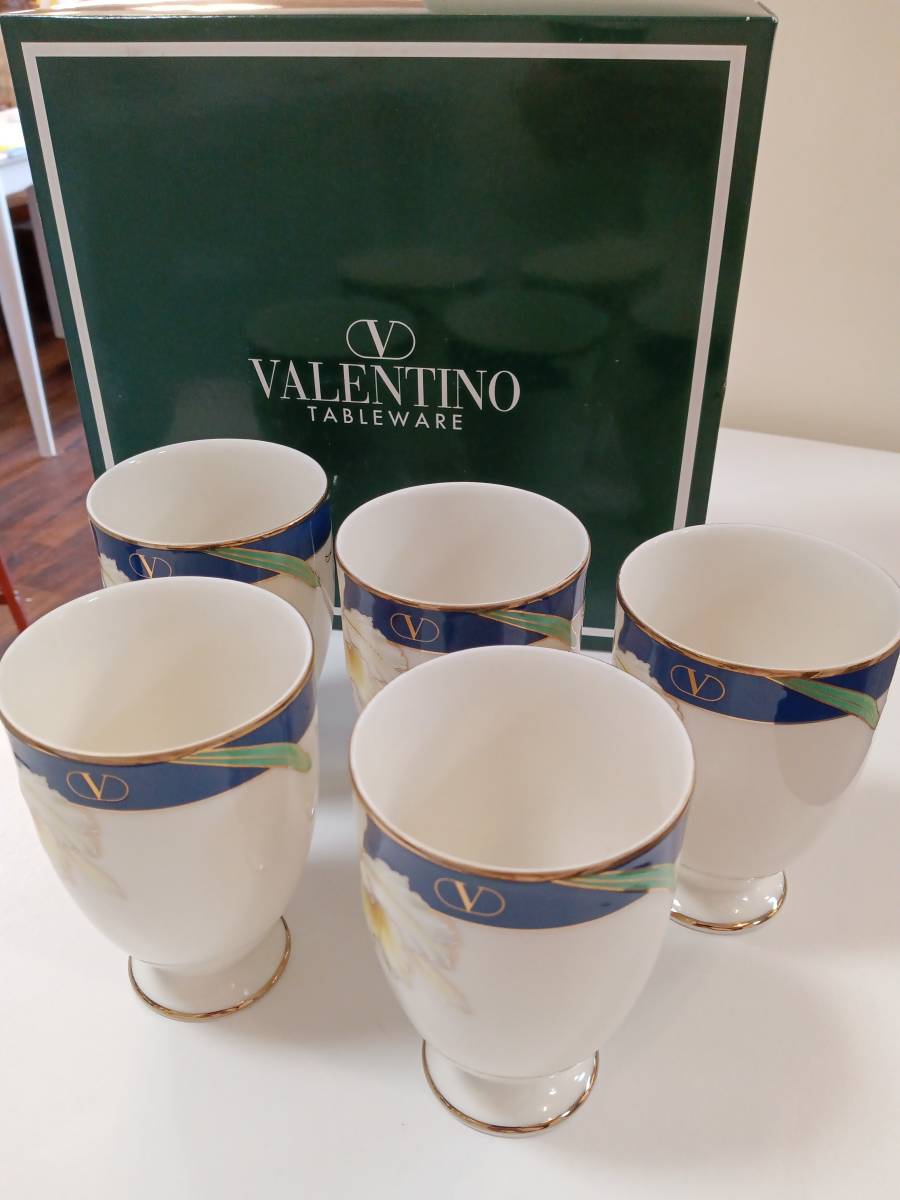  unused goods VALENTINO free cup 5 customer set box attaching floral print glass Valentino Valentino Valentino Western-style tableware 