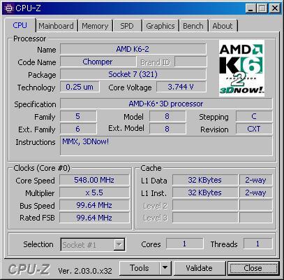 AMD K6-2 550 MHz (AMD-K6-2/550AGR) Super7 (Socket7) ★中古正常品★