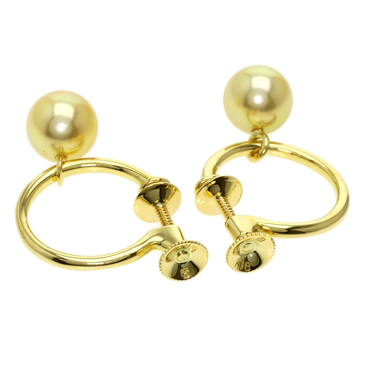 MIKIMOTO ミキモト ゴールデンパール 真珠 フープ イヤリング K18