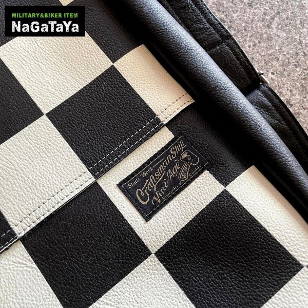 Vin&Age bin and edge TYPE VBG6 leather tote bag original leather kau leather Biker bag checker flag pattern 