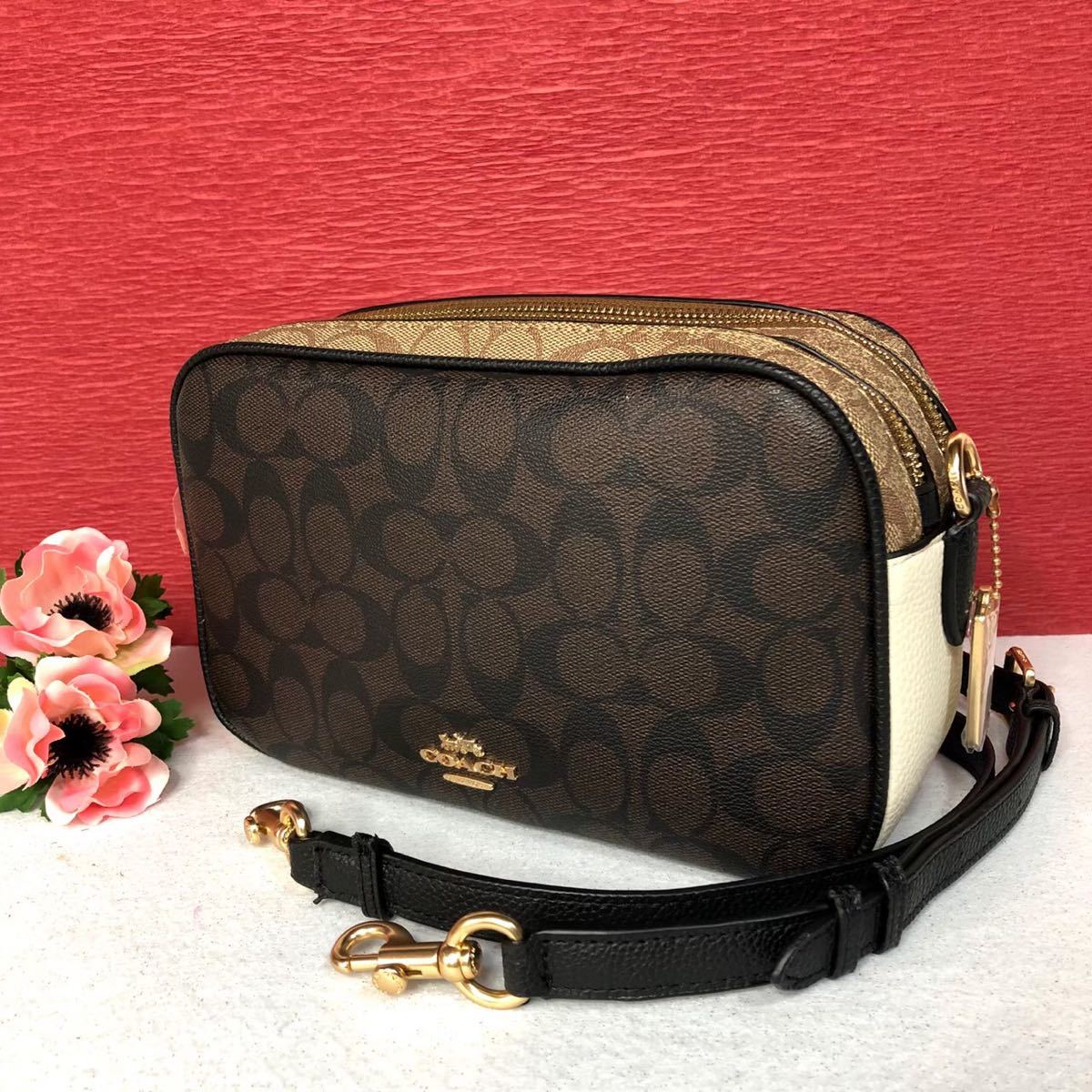 COACH コーチ シグネチャー ダークブラウン ブラック ショルダーバッグ