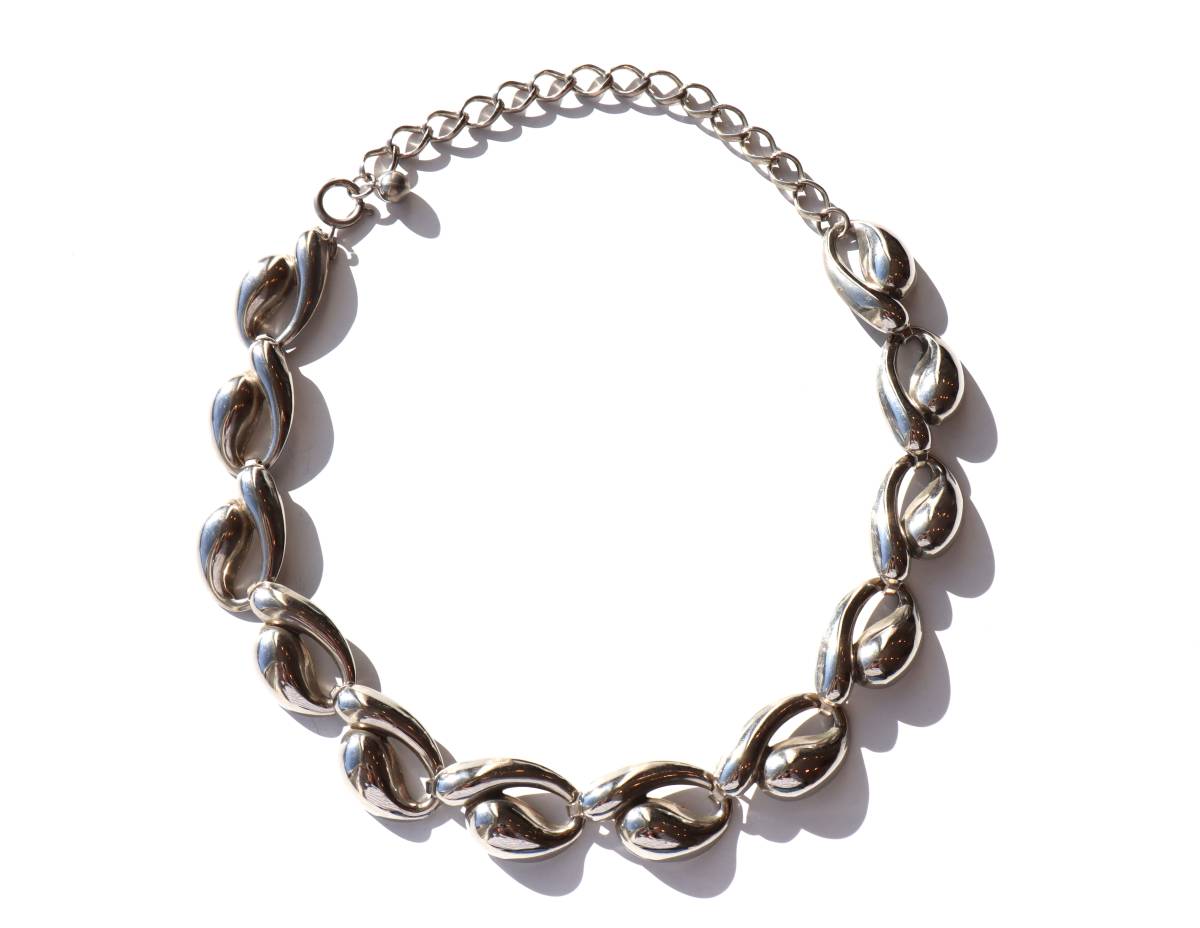 ★80s vintage silver color volume necklace