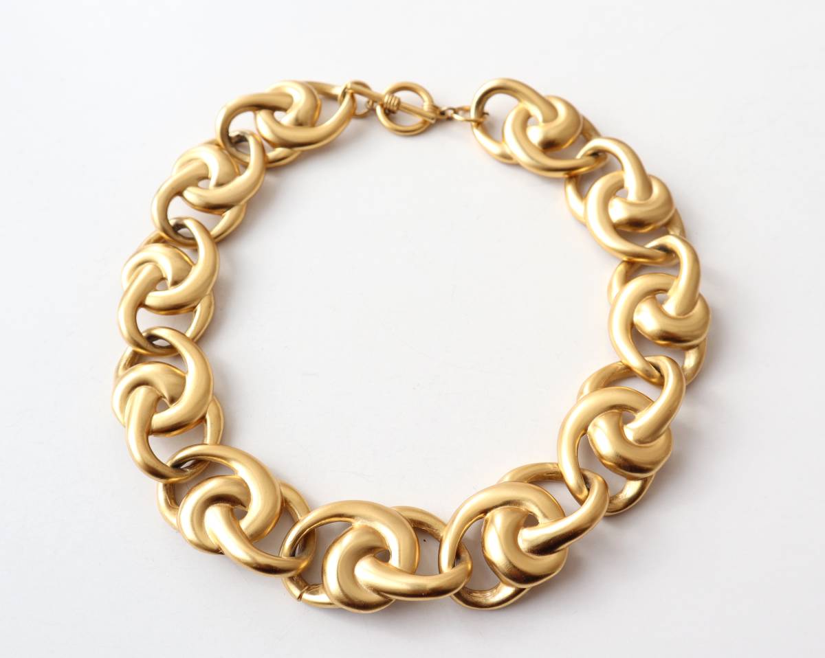 ★70s vintage gold volume chain necklace