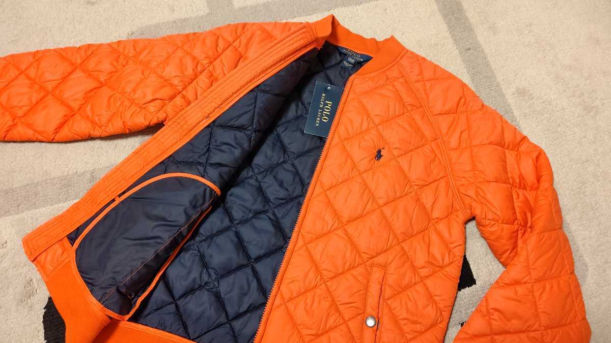 [ tag equipped ]* Polo Ralph Lauren * cotton inside quilting jumper * Kids L(14-16) 160cm quilting blouson orange adult have on possibility 