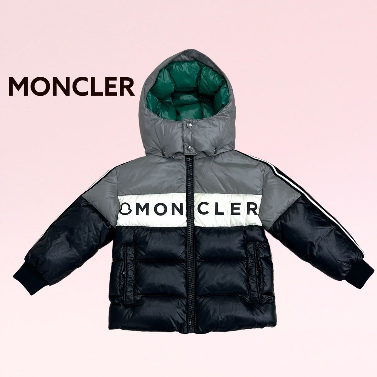 国内正規品 MONCLER モンクレール FEBREGE ファベルジェ ロゴプリント 袖ライン ナイロン フード付ダウンジャケット キッズ 41312-05-68950_画像1