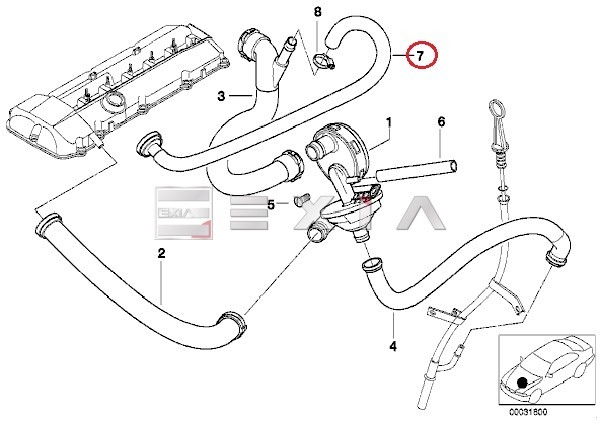 BMW E46 E39 E60 E61 クランクケース ブリーザーホース リターンライン 320i 323i 325i 328i 330i 525i 528i 530i 11617504536_画像2