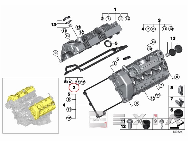 BMW E65 E66 E53 X5 シリンダー ヘッドカバーガスケット(タペットカバー パッキン) 735i 740i 745i 750i 745Li 750Li 4.4i 4.8is_画像2