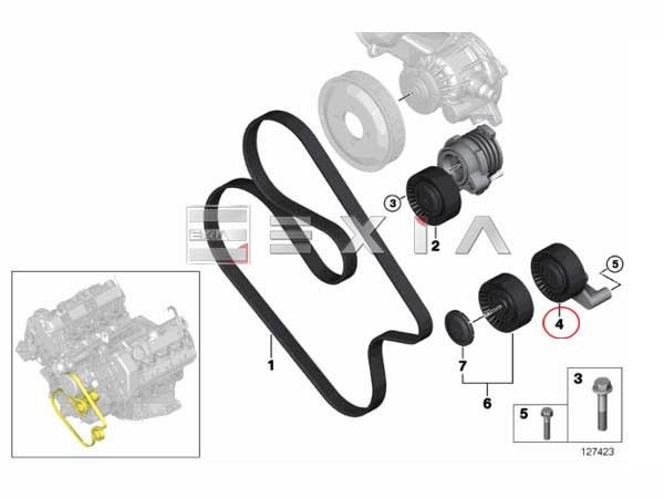 BMW E65 E66 ベルトテンショナー ガイドプーリー アイドラプーリー 735i 745i 745Li 760i 760Li 11287574834 11287515280_画像2