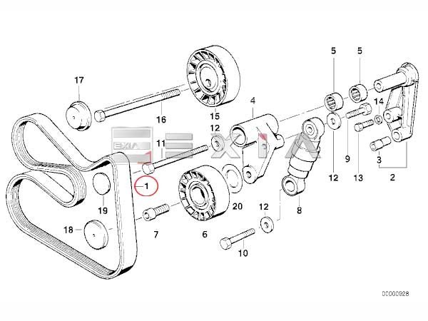 BMW E36 Z3 E46 E53 X5 E83 X3 オルタネーター側 ファンベルト Vベルト 320i 323i 325i 328i 330i 2.0 2.2i 2.8 2.5i 3.0i 11281706545_画像2