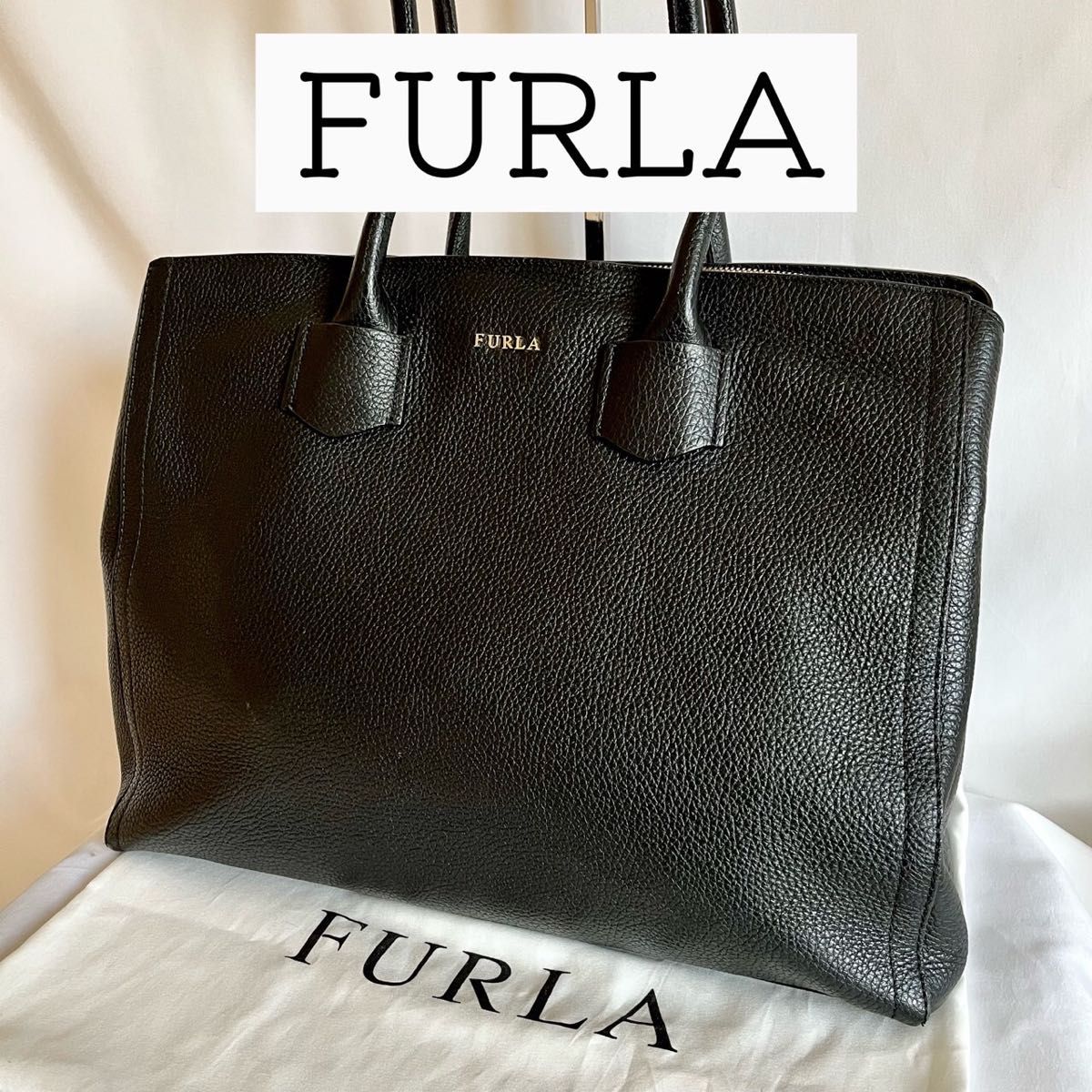 【大人気】FURLA フルラ　バッグ　ショルダー　ブラックA4 ビジネス　就活 トートバッグ 大容量