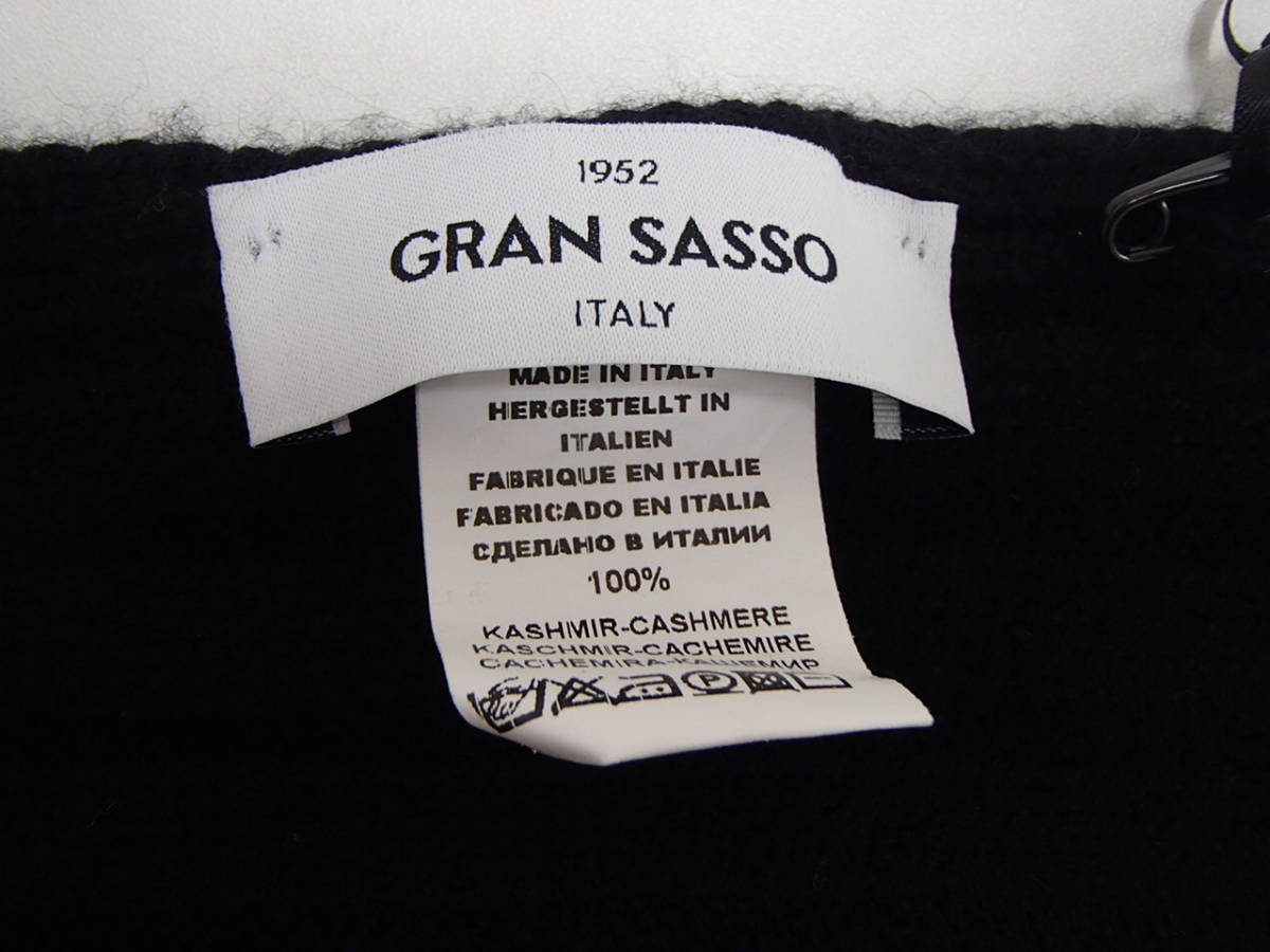 グランサッソ GRAN SASSO　カシミア１００％　黒　ニットマフラー　イタリア製　未使用品