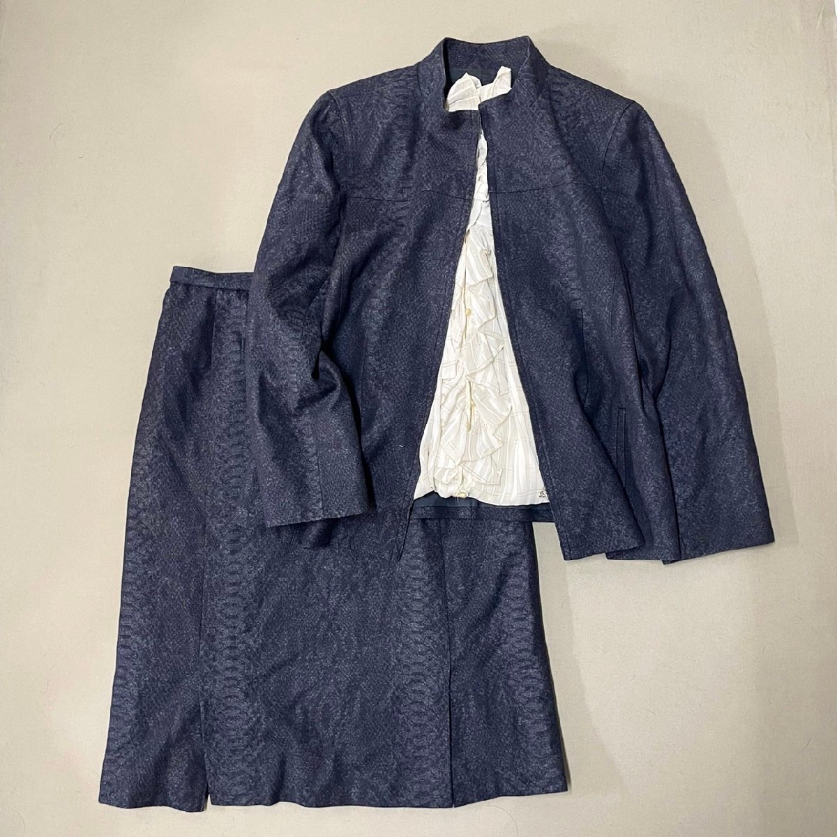 Leilian レリアン スーツ セットアップ ジャケット スカート 総柄-