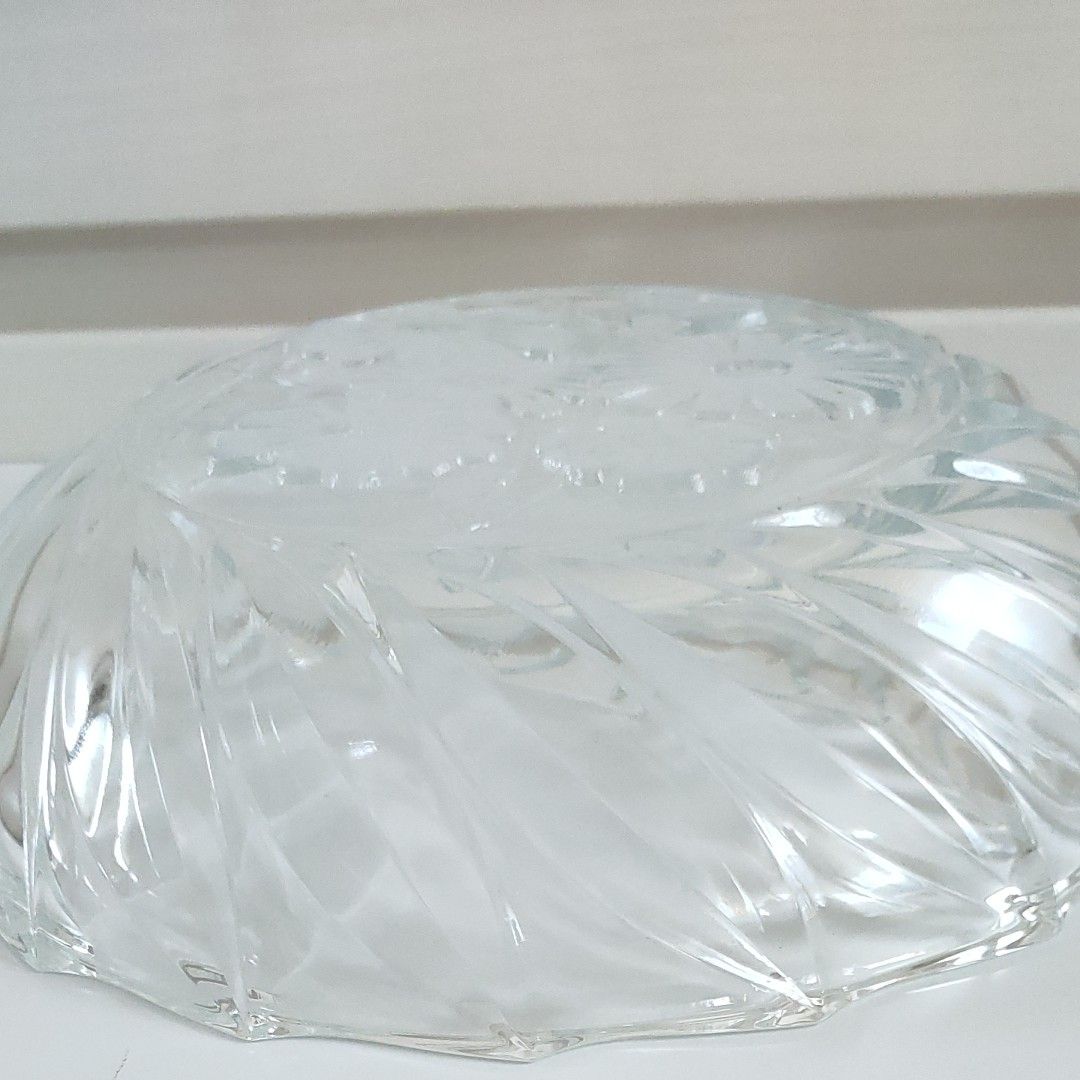 【使用有】昭和　ヴィンテージ　ガラスボウル ガラス大皿 ガラス深皿 サラダボウル レトロ アンティーク HOYA　カガミクリスタル