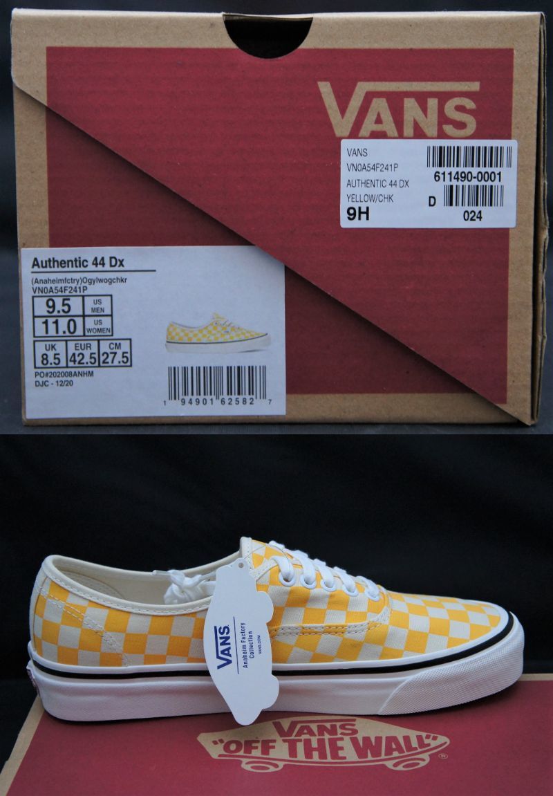 SALE！【新品】US9.5 27.5cm VANS バンズ AUTHENTIC 44 DX 「Anaheim Factory」 Yellow/Checker _画像10