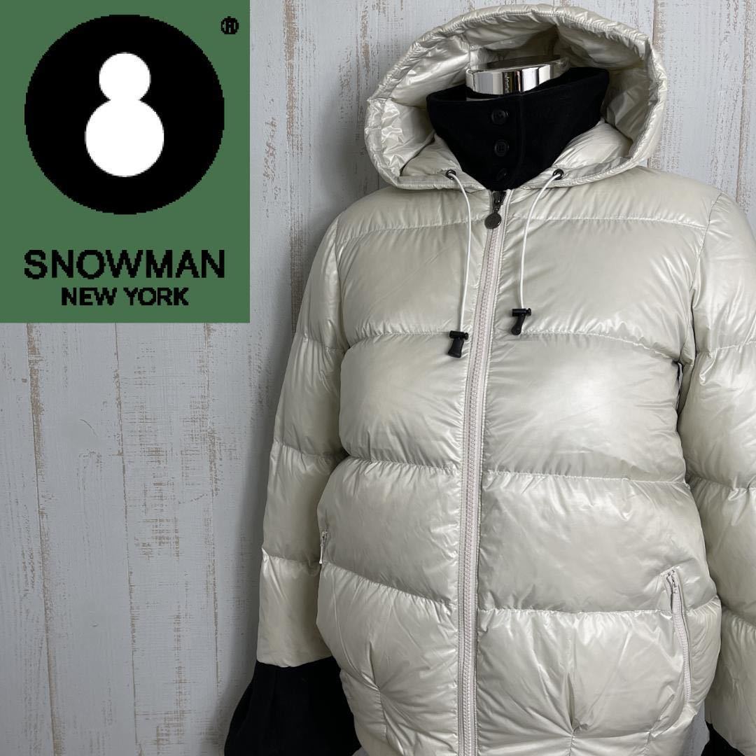 美品】SNOWMAN スノーマン ダウンジャケット ロゴ オフホワイト メンズ