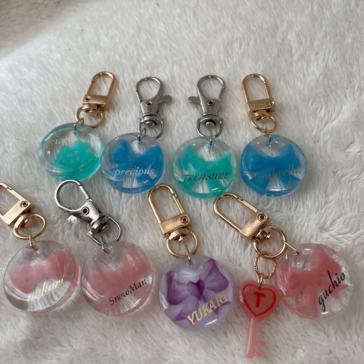 レジン ハンドメイド 名入れ キーホルダー キークリップ シンプル