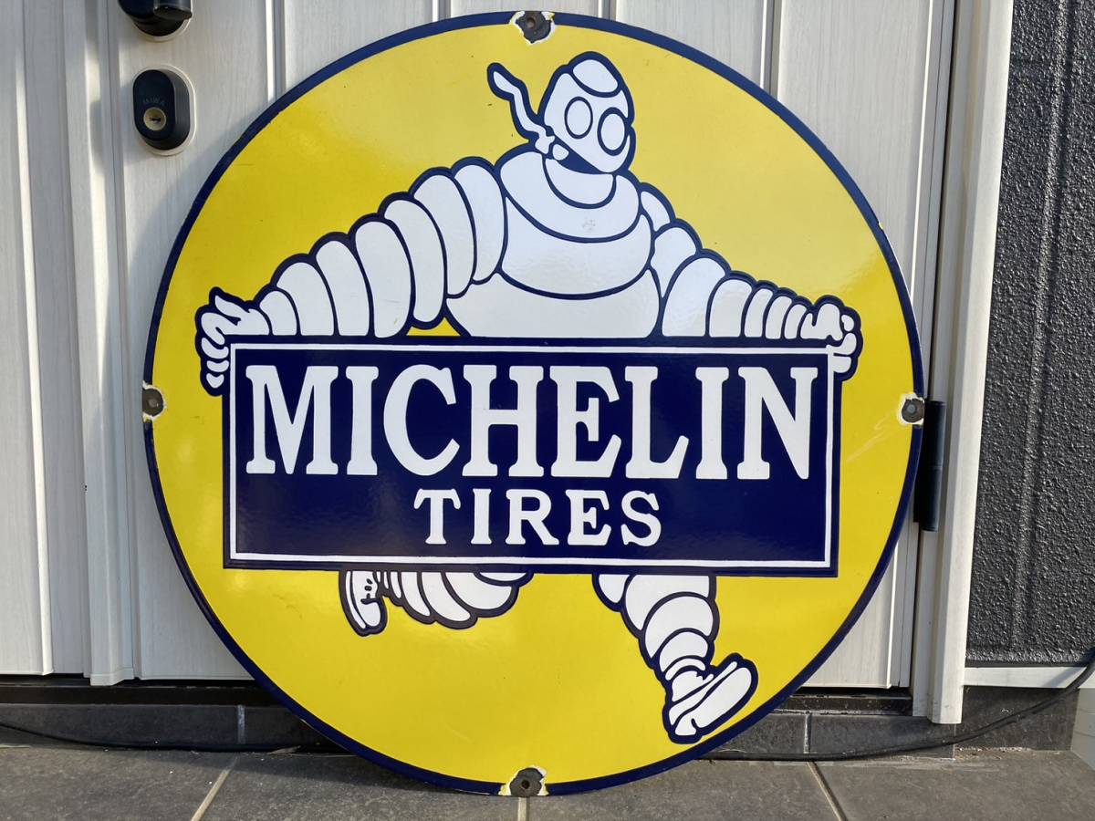 ビンテージ 大型看板 MICHELIN ミシュランマン ビバンダム 直径76cm