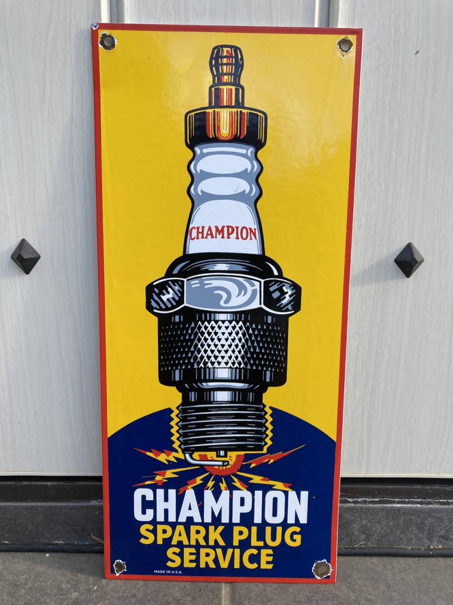 ビンテージ 看板 CHAMPION SPARK PLUGS 高さ45cm-