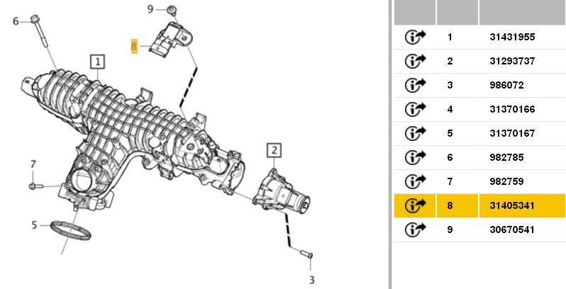 ボルボV40/V60 D4エンジン等 プレッシャーセンサー/MAPセンサー ボルボV40/V60 D4エンジン等 プレッシャーセンサー/MAPセンサー