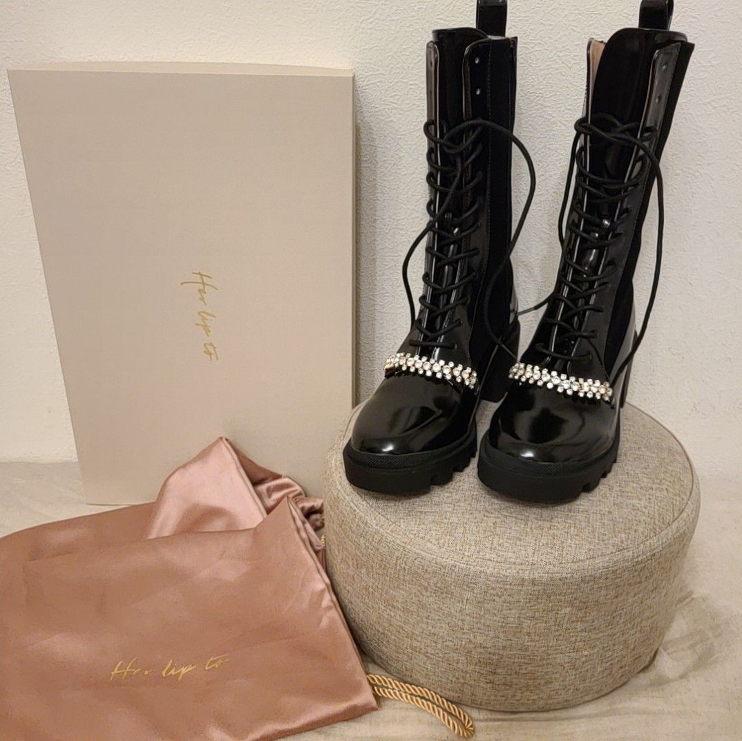 her lip to Crystal Lace-Up AnkleBoots - ブーツ