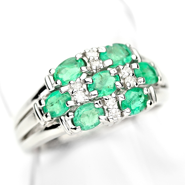  beautiful goods ring emerald 1.00ct diamond 0.08ct Pt900 platinum lady's 