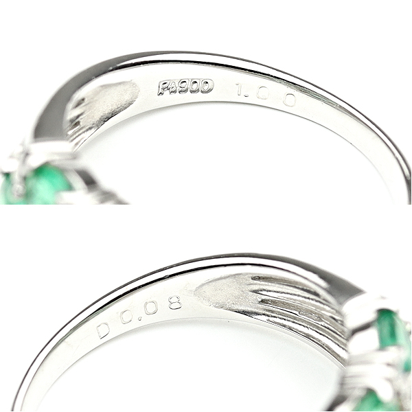  beautiful goods ring emerald 1.00ct diamond 0.08ct Pt900 platinum lady's 
