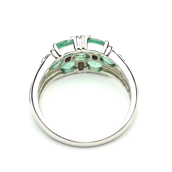  beautiful goods ring emerald 1.00ct diamond 0.08ct Pt900 platinum lady's 