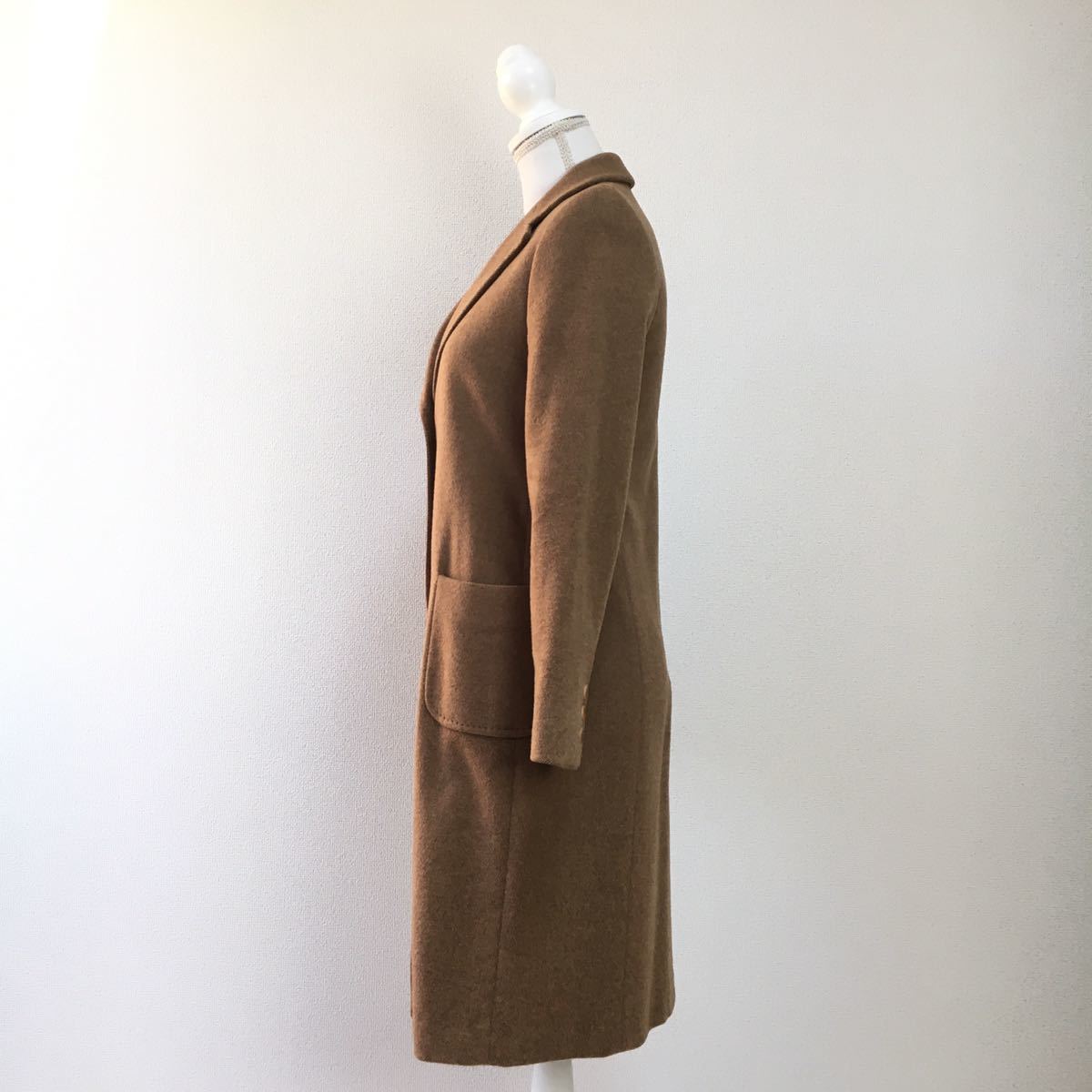 美品☆Max Mara アルパカ×ヴァージンウール ロングコート チェスター-