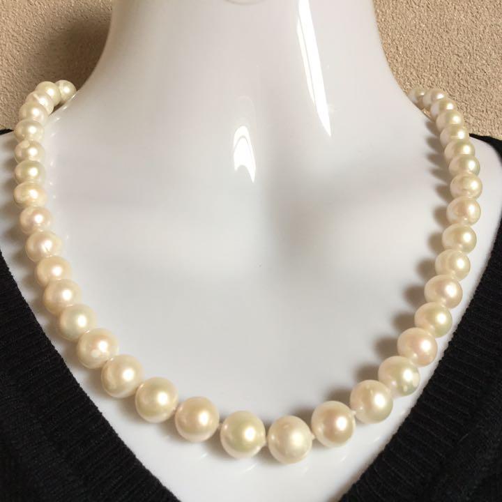 真珠ネックレス本物淡水パール希少特大粒10-11mm冠婚葬祭フォーマルの 