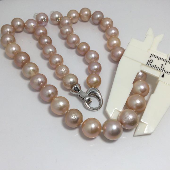 真珠ネックレス＋ピアスセット本物淡水パール特大珠10-11mm希少な人気