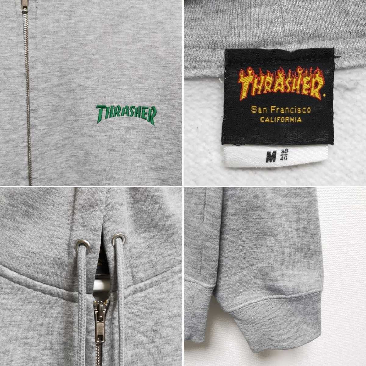 即決 M 90s スラッシャー THRASHER スウェット ジップ パーカー FLAME USA_画像3