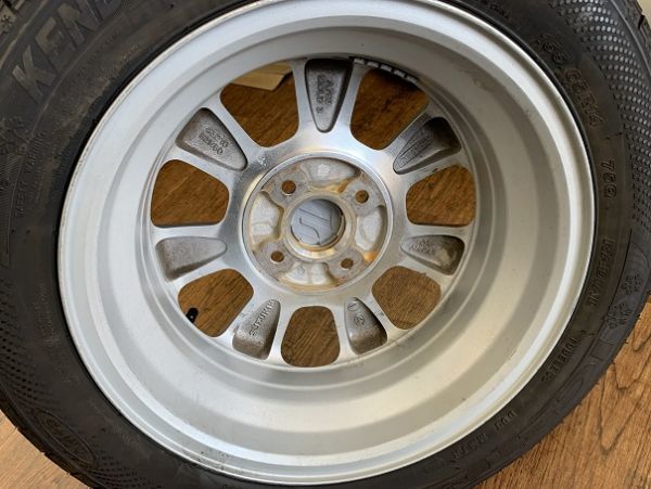 §格安冬用!スズキ パレット純正 14X4.5J+50 100/4H ケンダ KR36 155/65R14(155/65-14)冬 スタッドス 中古 ワゴンR/スペーシア/アルト 等_画像5