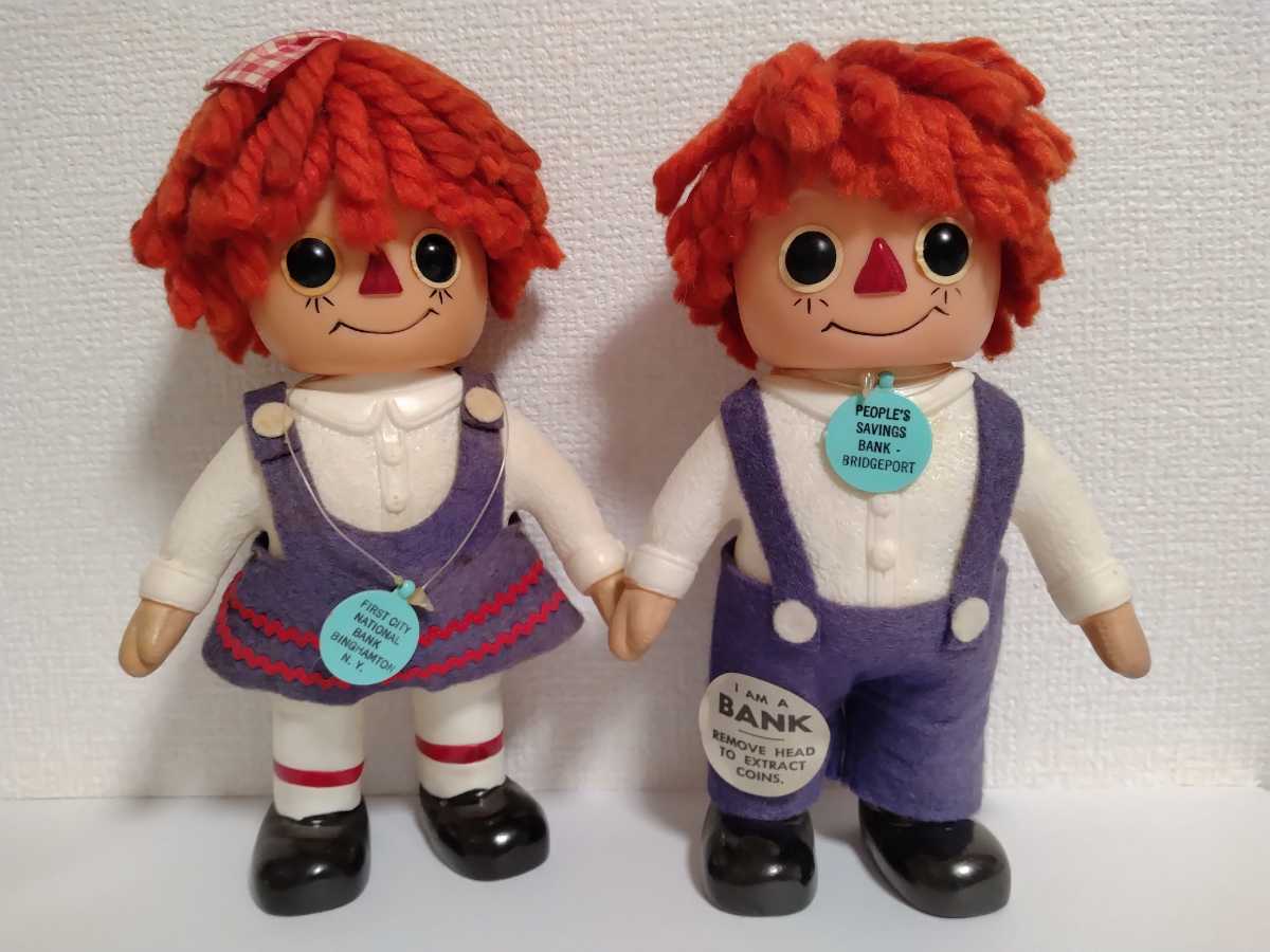 70´s Doll ラガディ・アン＆アンディ 1974年 ソフビ 人形 貯金箱