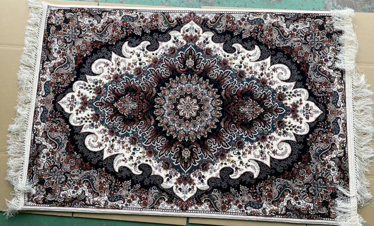 【魁】超最上手作品 イスファハン ペルシャ絨毯 未使用極上品 シルク＆ウール 100×150㎝ 90万ノット 傑作最高級絨毯