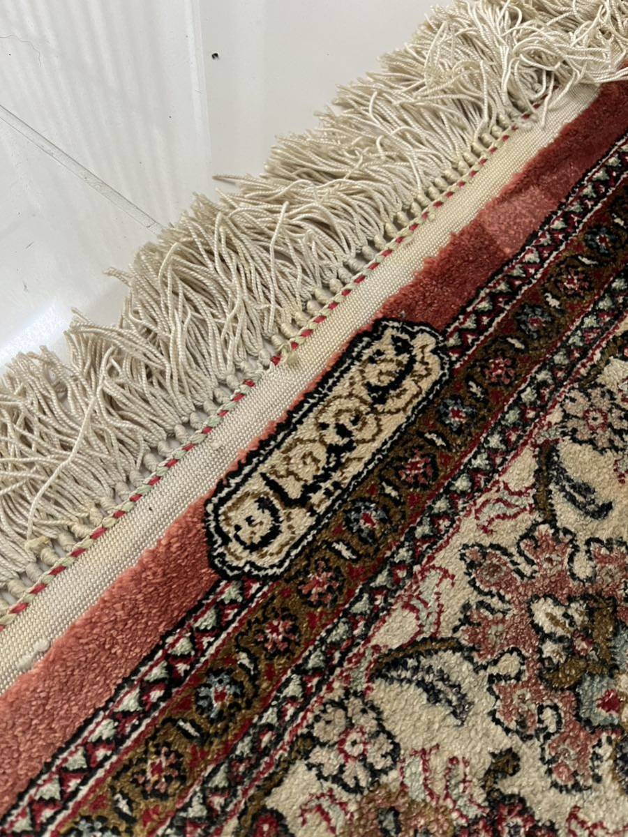 高級ペルシャ絨毯 シルク100% 160×100センチ 手織り アンティーク
