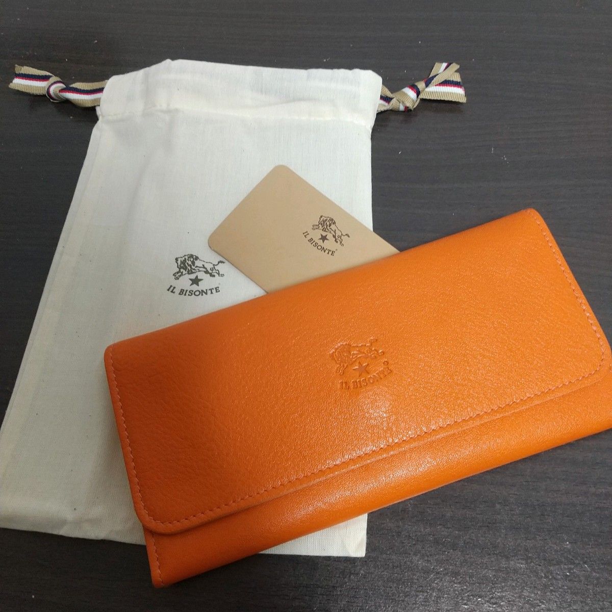 新品 イルビゾンテ 本革 レザー 財布 ウォレット オレンジ 橙