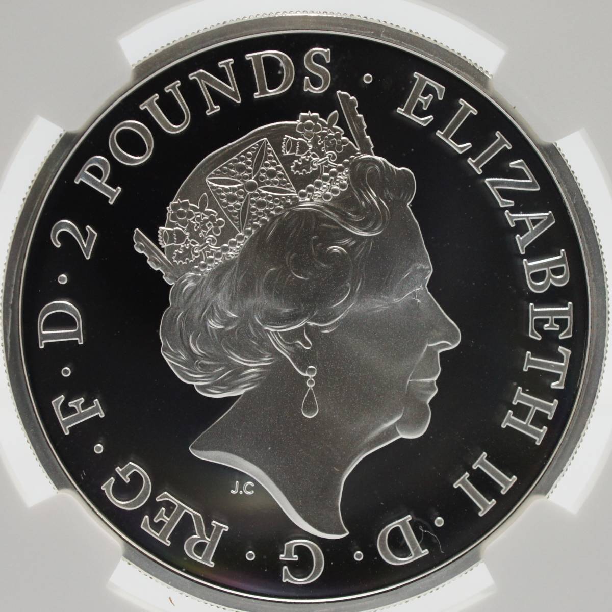 【準最高鑑定】2021 イギリス クイーンビースト コンプリーター 5ポンド 銀貨 PF69　ウルトラカメオ　アンティークコイン モダン_画像2