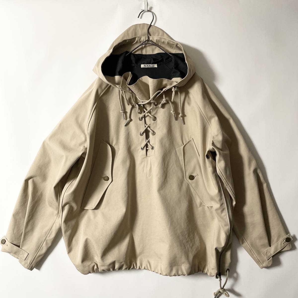 希少/レア】AURALEE -WASHED BONDING CLOTH LACE-UP HOODIE- size/3