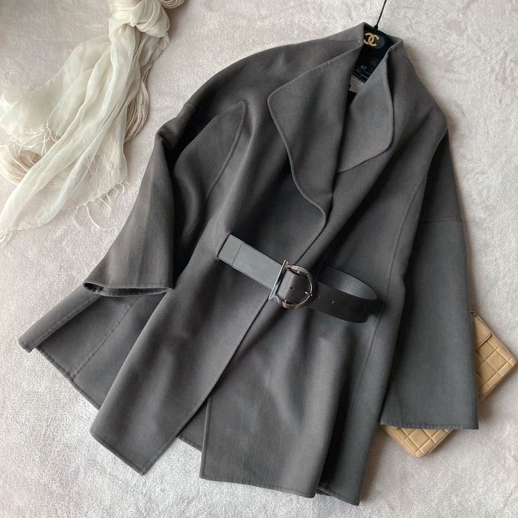  new goods / Salvatore Ferragamo * top class cashmere wool double faced gown coat * khaki Brown 