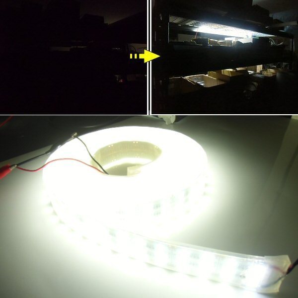 LEDテープ 24v用 激光 激白 ホワイト 3列 劣化防止カバー付 5ｍ 照明 蛍光灯 作業灯 アンドン マーカー ドレスアップ 送料無料/1 _画像2