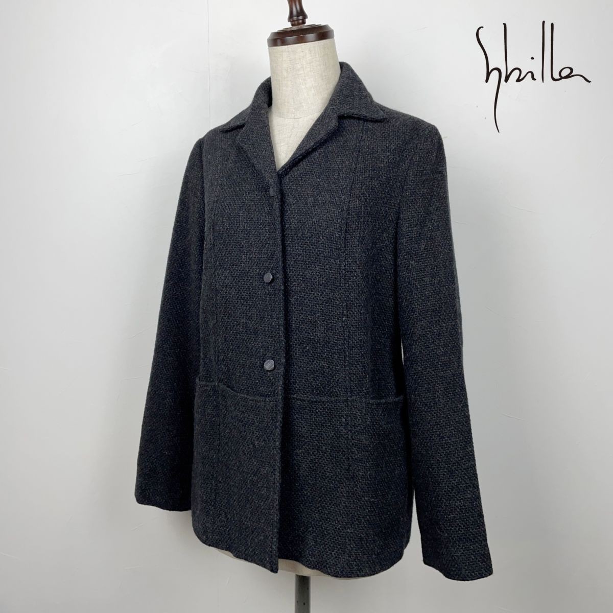 ランキング第1位 美品 Sybilla シビラ 編地 ステンカラーウール