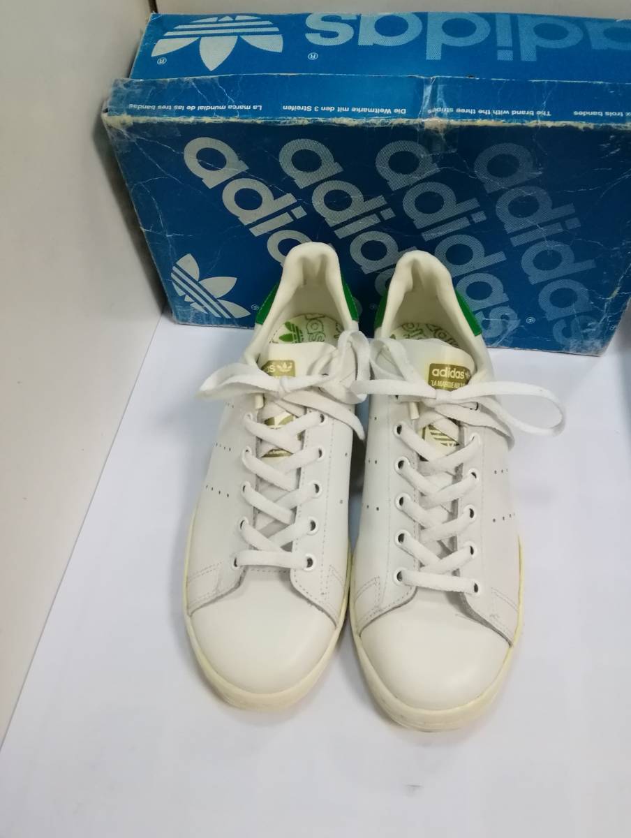 adidas「LADY　SMITH」70～80年代フランス製　金ラベル　No.1853　新品デッドストック　白/緑　GB4.0(us5.5)　箱有も傷み