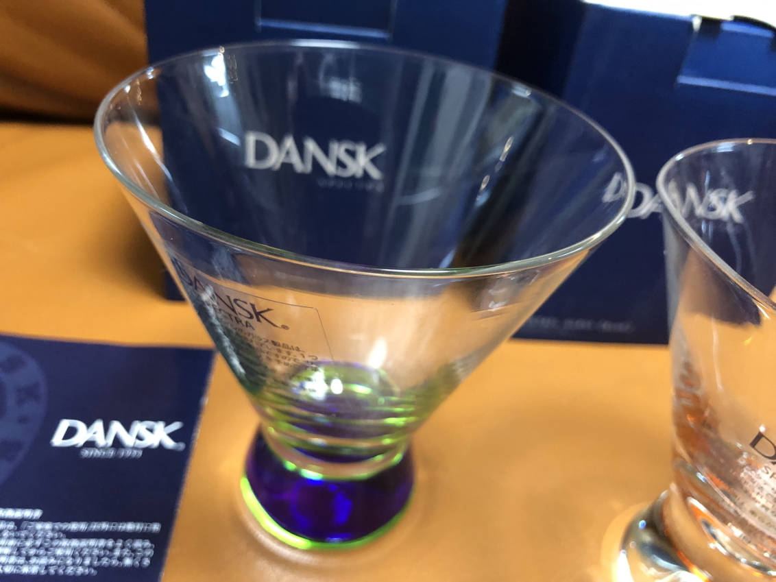 [未使用品] DANSK カクテルグラス 2個ペア セットグリーン オレンジ 北欧 インテリア 食器 日本酒 酒器の画像3